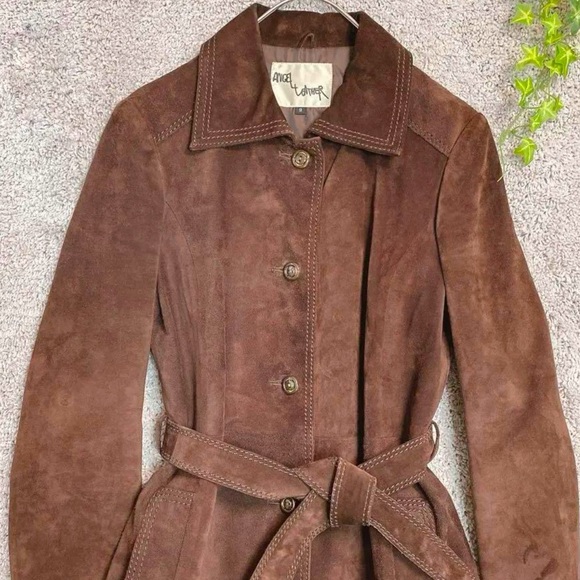 Jackets & Blazers - Brown Suede Leather Trench Coat